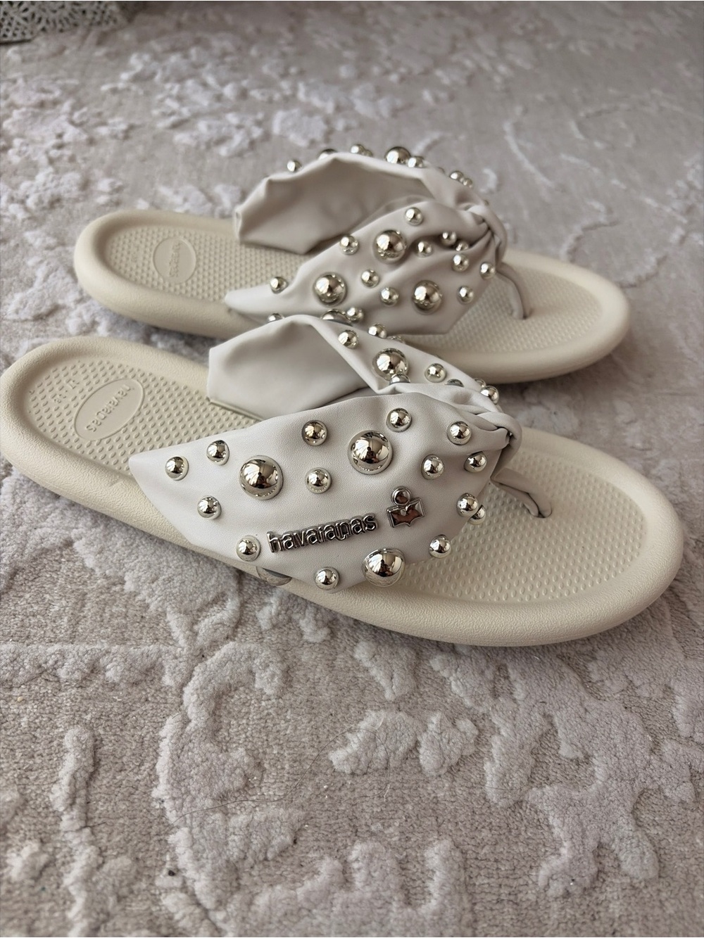 Cream Studded Havianas US 7